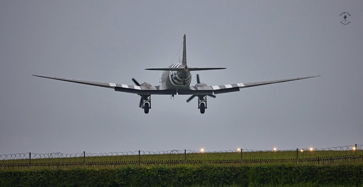 D-Day Squadron C-47 “That’s All, Brother” arriving in heavy rain at Prestwick this afternoon. #prestwickairport #thatsallbrother #legacytour2024 #aircraft #aviation #dc3