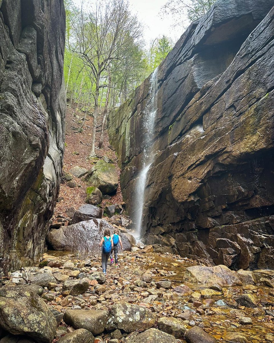 Have you hiked to Champney Falls? This 3-mile round trip trail starts on the Kancamagus Highway and while you can continue on the Mt. Chocorua from here, the Falls are a great place to stop and enjoy the scenery or a picnic lunch. 
📷: @devinhmills  #WaterfallWednesday