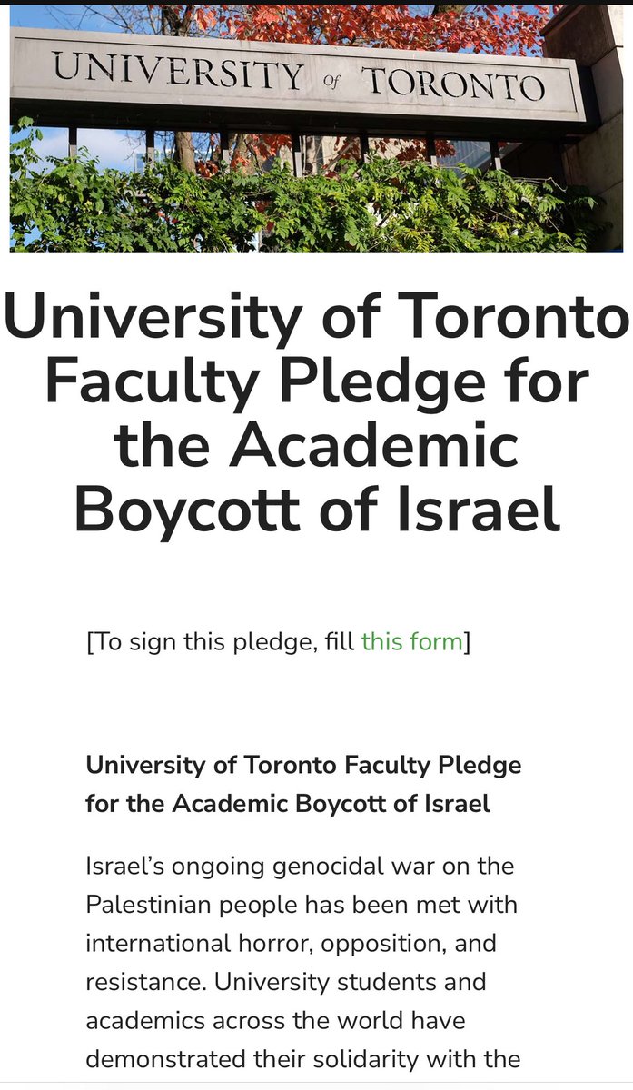 The F4P UofT chapter has just released a University of Toronto Faculty Pledge for the Academic Boycott of Israel. 100+ faculty have pledged to uphold @PACBI’s call for academic boycott. UofT faculty are urged to sign the pledge as students demand BDS. faculty4palestine.ca/pledges/univer…