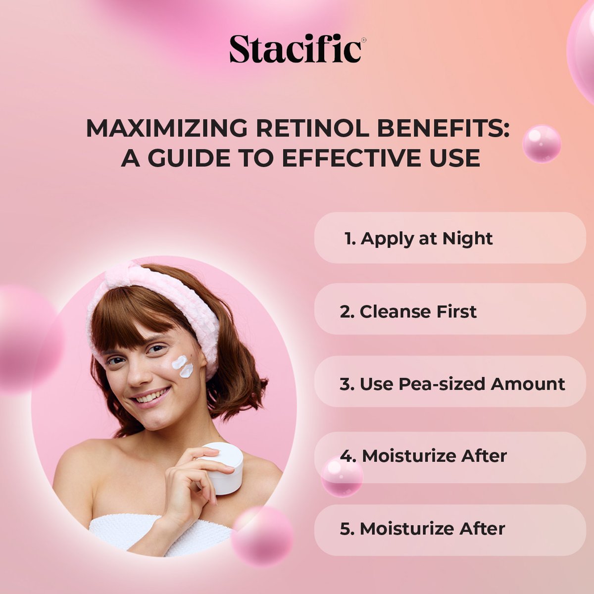 Retinol, hailed as a skincare superhero, can work wonders for your skin when used correctly. Here's how to make the most of its potent benefits.

#Stacific #skincaretips #SkincareRoutine #HealthySkin #GlowingSkin #BeautyTips #SkinCareProducts #ClearSkin #AcneTreatment #AntiAging