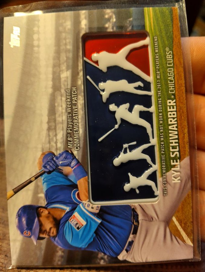 We have here a Baseball 2018 Kyle Schwarber #Cubs Topps Players Weekend Logo Patch Card #PWP-KC. Asking $1.00. Feel free to make any offers. Retweet or stack if you want. @Hobby_Connector @Acollectorsdrea @sports_sell @CardboardEchoes