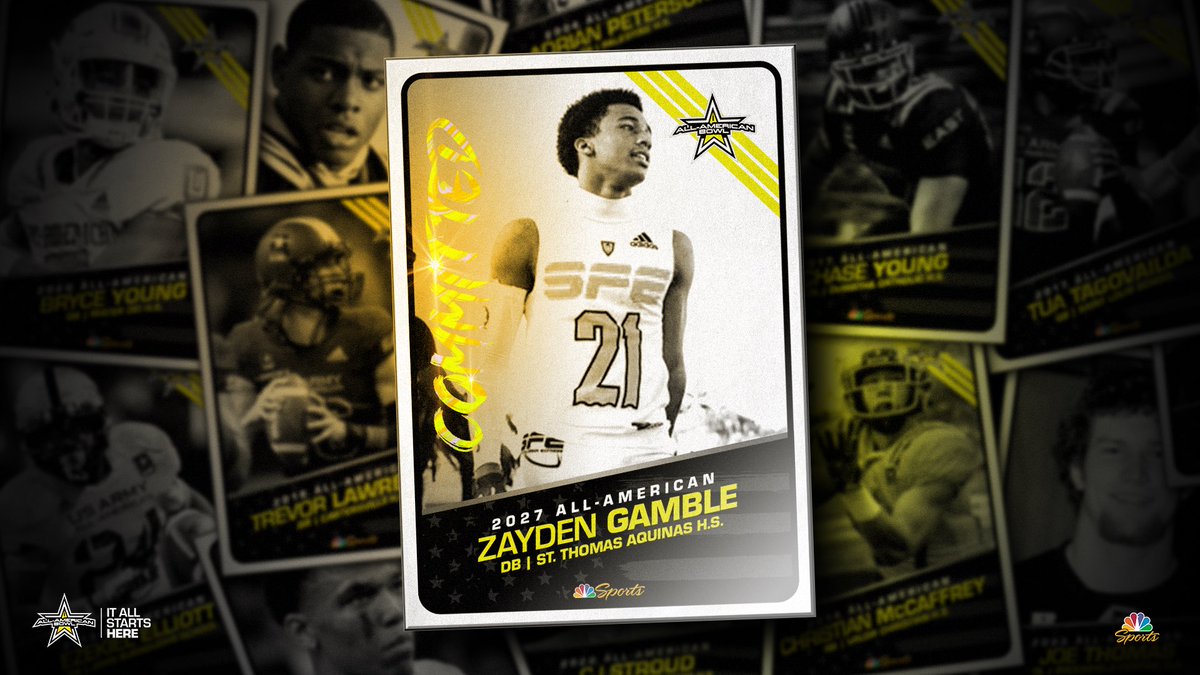 Next Man From STA 🏆 Zayden Gamble (@ZaydenGamble1) has committed to the 2027 All-American Bowl #AllAmericanBowl 🇺🇸