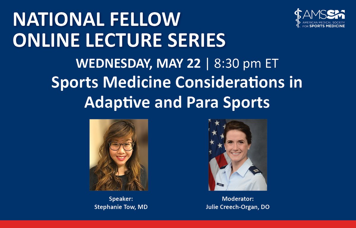 Join Dr. @StephTowMD later today for a pre-recorded #FellowsLectureSeries presentation about Sports Medicine Considerations in Adaptive and Para Sports, beginning at 8:30 pm ET. Link to join here. 👇 youtube.com/watch?v=DHZ3dC…