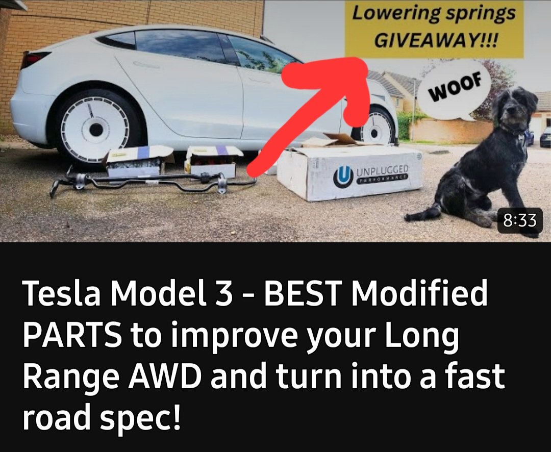 Chargeheads's tweet image. Do you want Free eibach lowering springs for your Tesla model 3?
Find my new video on YT to find out more 😉⚡️🆓️ @ModifiedEVs #modifiedev #modifiedtesla #Giveaway @TeslaJigsaw @TeslaUK