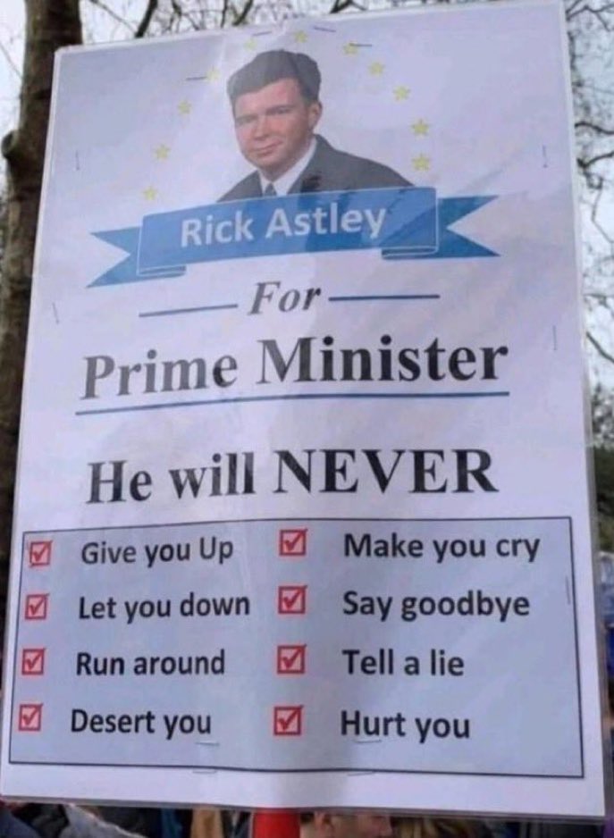 You’d get my vote @rickastley 🇬🇧 🗳️ ✅