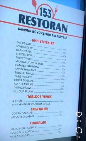 ⭕ AK Parti’li Samsun Belediyesi, kent lokantası açtı. 📌 Lokantada 4 çeşit yemekten oluşan menü 70 TL’ye satılıyor. Tek ana yemek ise 40 TL.