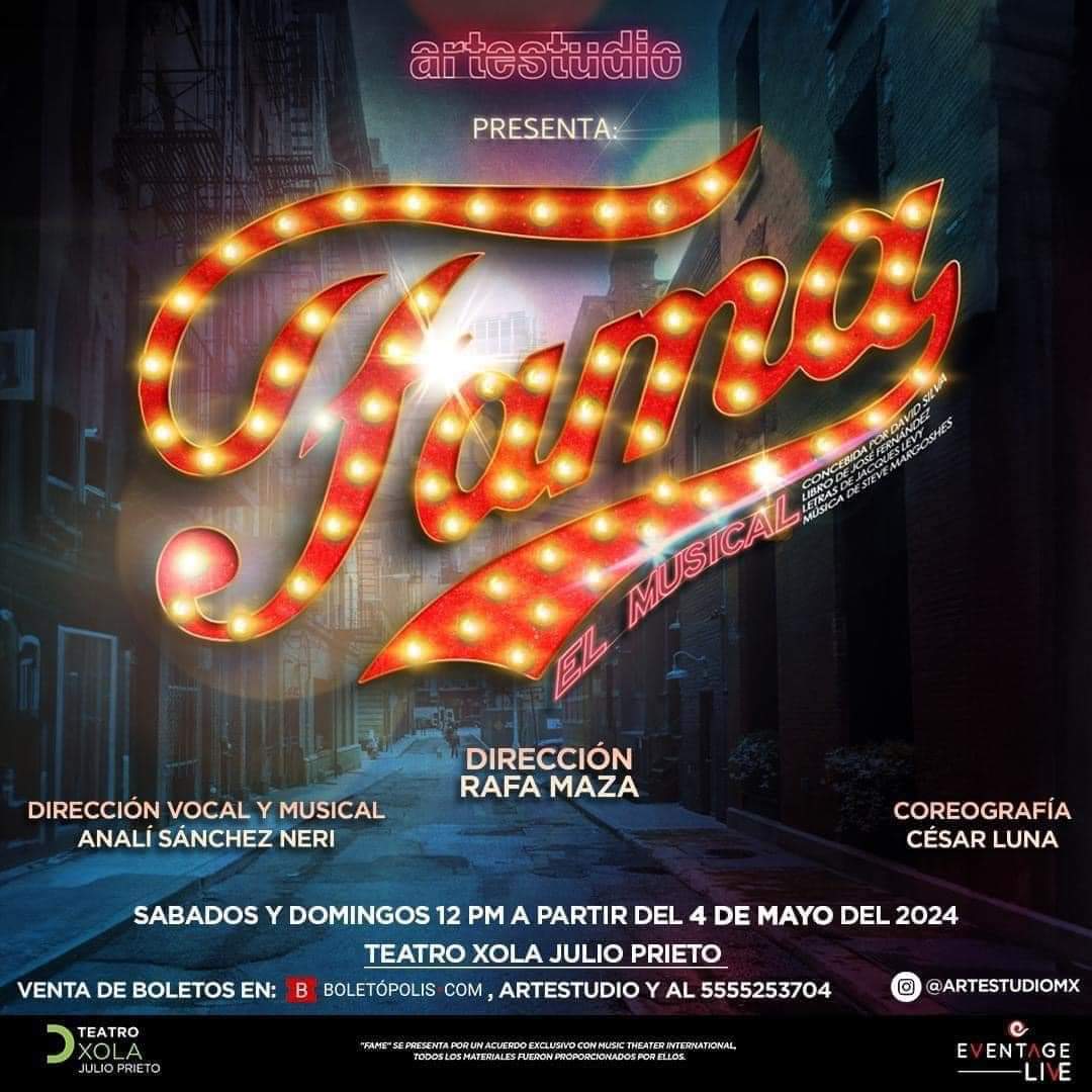 Llega al Teatro Xola Julio Prieto la nueva producción de ARTESTUDIO, 'Fama, El Musical', corta temporada. Boletos disponibles en taquilla del teatro o en Boletópolis. 🤩🎼🎭