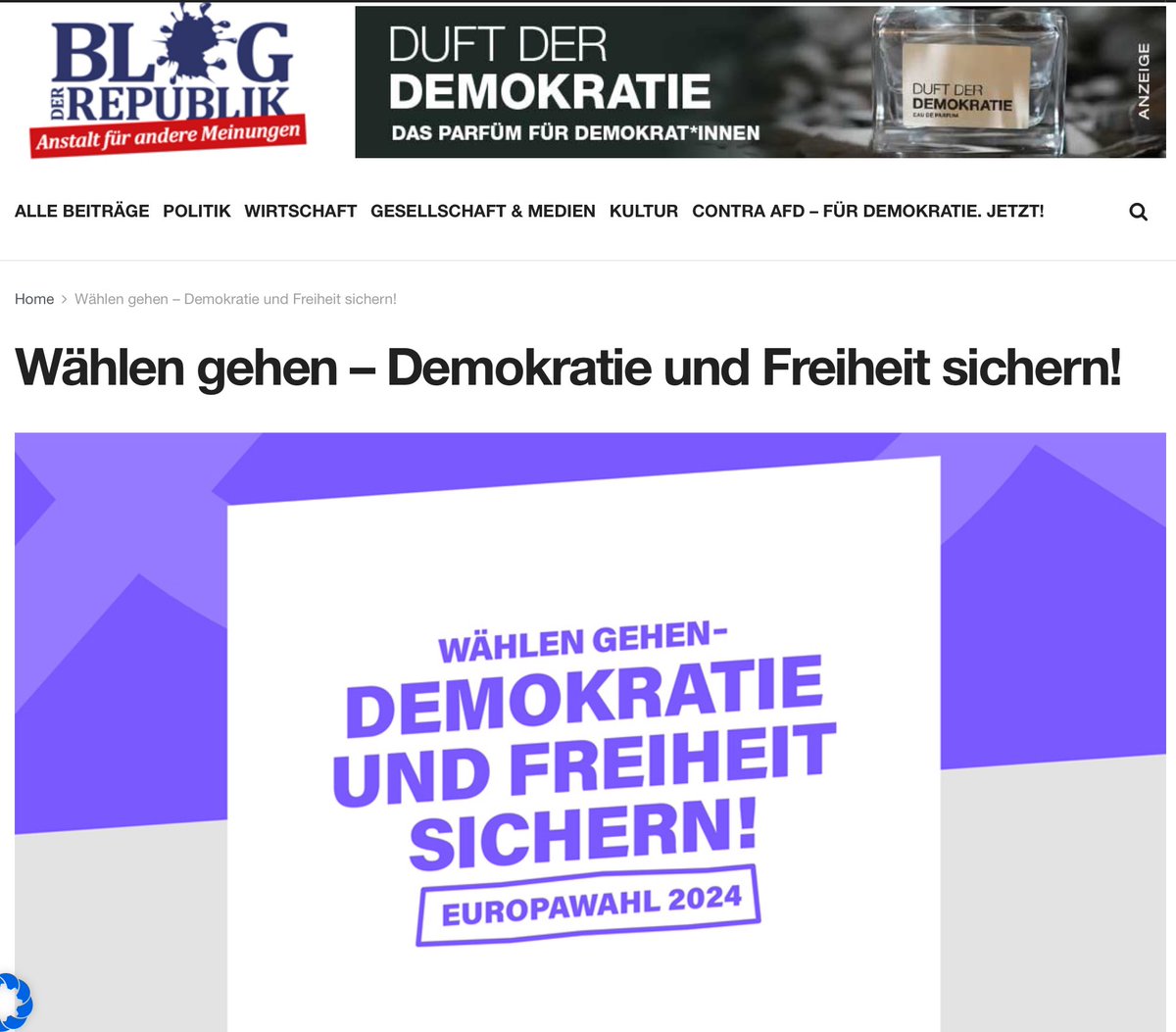 „Diese Wahlen sind enorm wichtig: Gelingt es uns als lebendiger Bürgergesellschaft, demokratieverachtende Kräfte in die Schranken zu weisen, die Demokratie und unser Grundgesetz zu verteidigen und zu stärken?“ - Unterstützen auch Sie diesen Aufruf. 👉blog-der-republik.de/demokratie-auf…