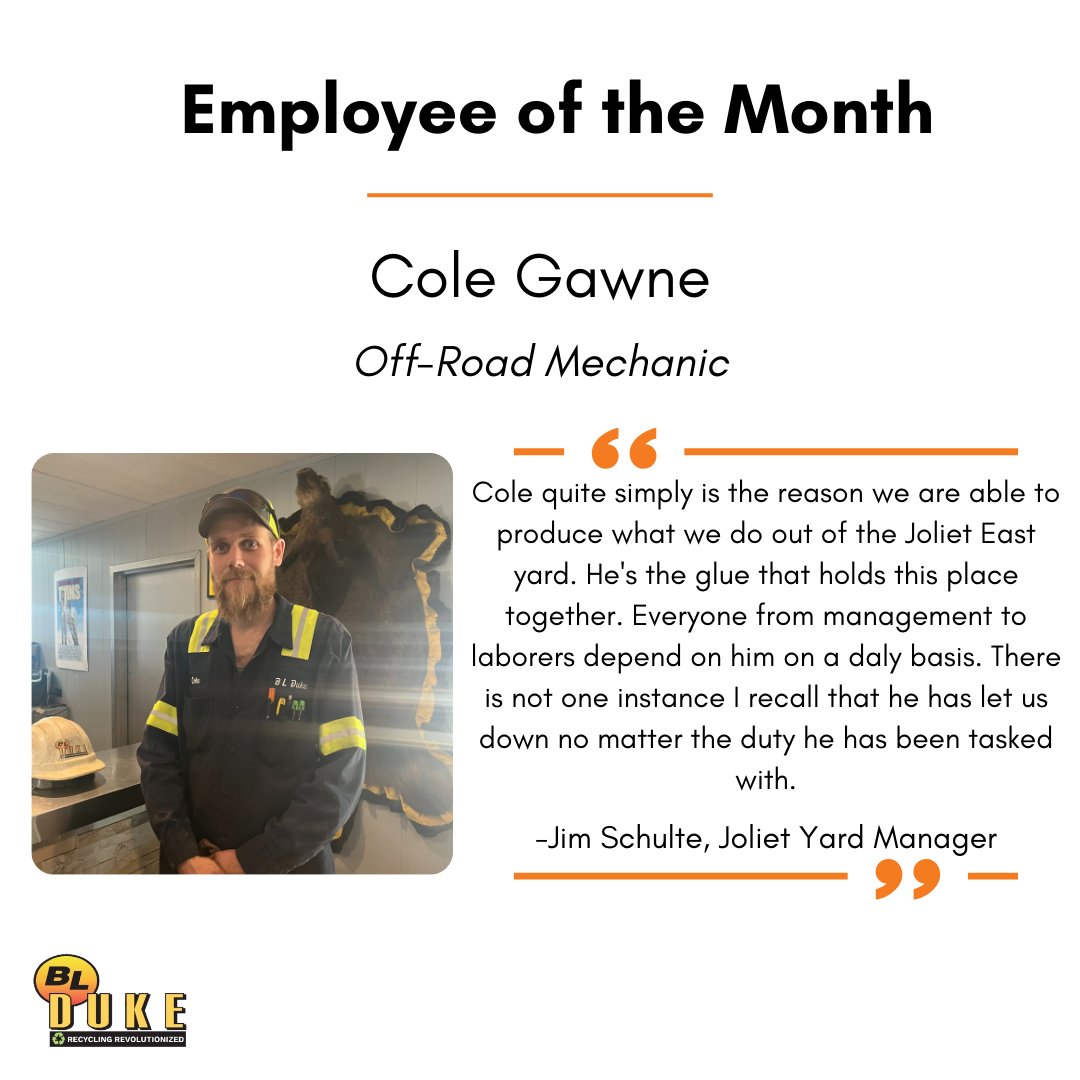 We are excited to recognize Cole Gawne as our Employee of the Month! Cole exemplifies all our company values and is known for his passion, drive, and dedication. Thank you for all your hard work, Cole!
