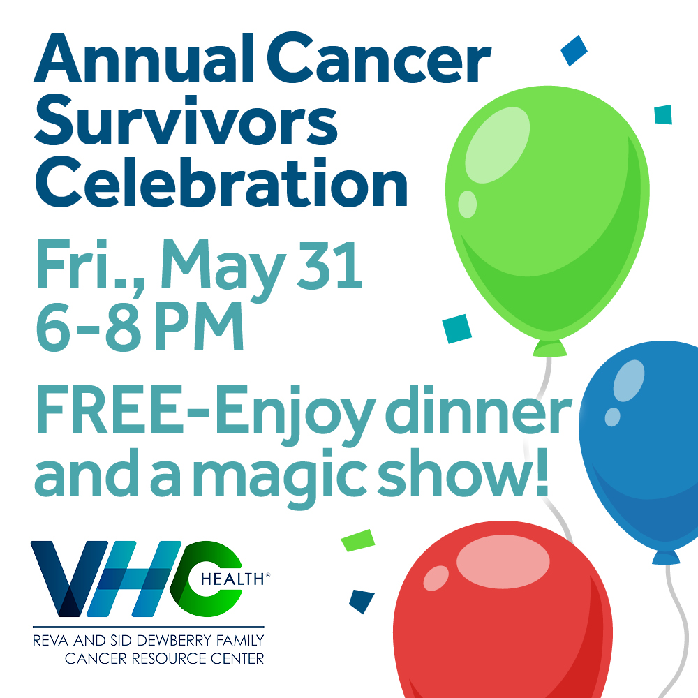 RSVP today for our Annual Cancer Survivors Celebration with a complimentary dinner and magic show by The @CapitolConjuror , Eric Henning. ✔ vhchealth.org/classes-events…