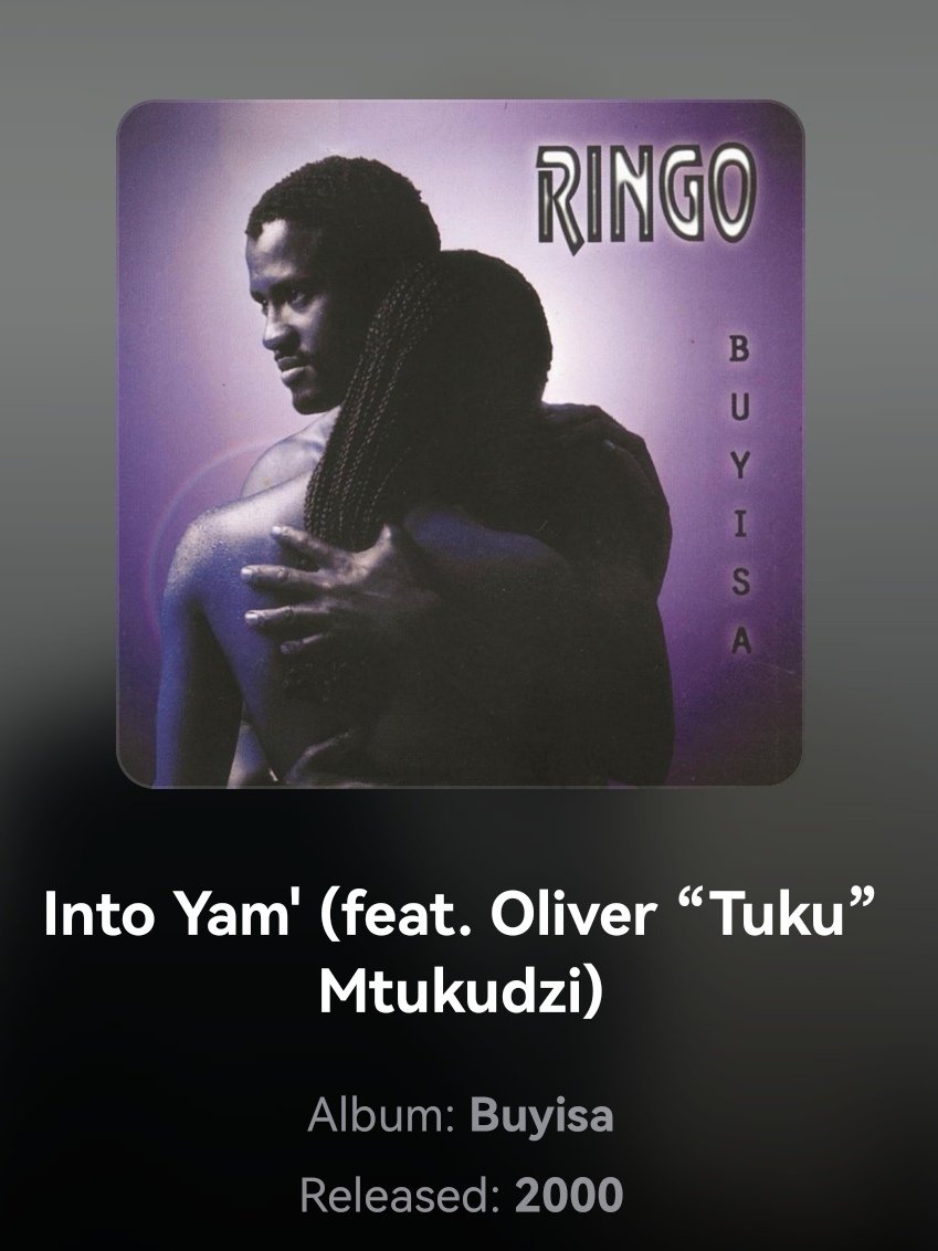 @PaulMtirara @METROFMSA My favourate from Ringo💃💃How l wish it was the one featuring the legendary & late 'Oliver Mtukudzi'. Thanks Paul 🙏🙏