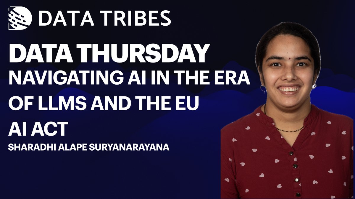 🌟 Exciting news for our Data Thursday Meetup! We're thrilled to welcome Sharadhi Suryanarayana as our second guest speaker. Join us on May 30th for her talk, 'Navigating AI in the Era of LLMs and the EU AI Act.' Dive into the future of #AI with us! 🚀📅 meetup.com/data-thursday/…