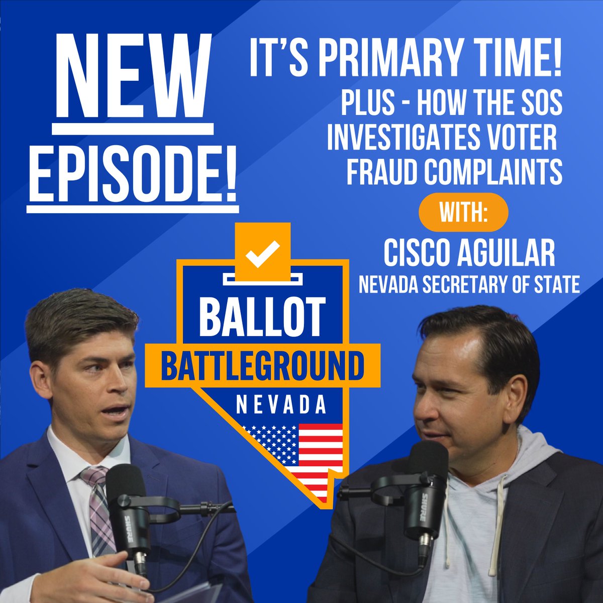 NEW POD 🎙️ It's election time! 🗳️ How to register and vote in the June primary with @NVSOS @CiscoAguilar - plus, how his office investigates and resolves voter fraud complaints. Listen and subscribe to Ballot Battleground: Nevada here: link.chtbl.com/BallotBattlegr…