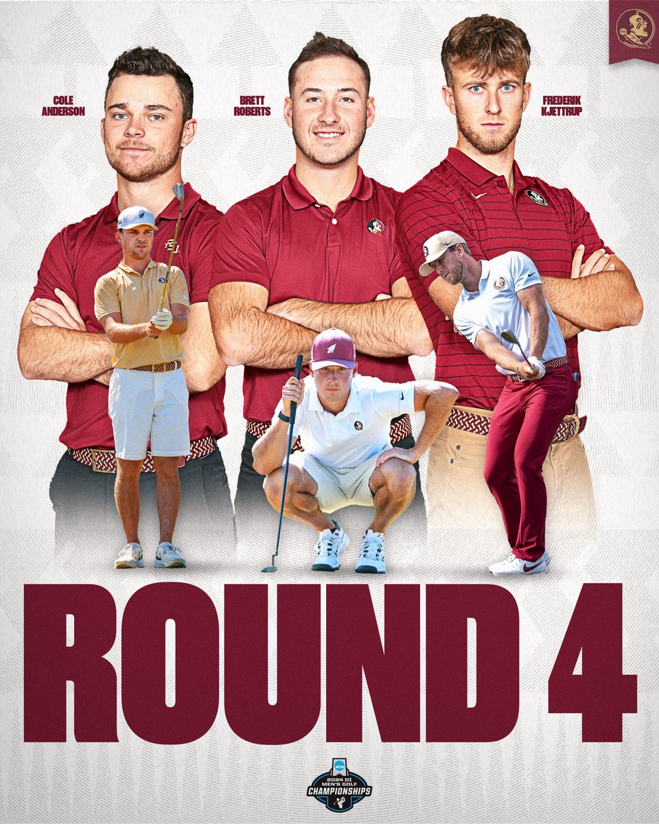 Let’s do it again 🥊 Friday’s start to the #NCAAGolf championships marks the fourth consecutive appearances by @coleagolf, @_Brett_Roberts and @KjettrupF #OneTribe | #GoNoles