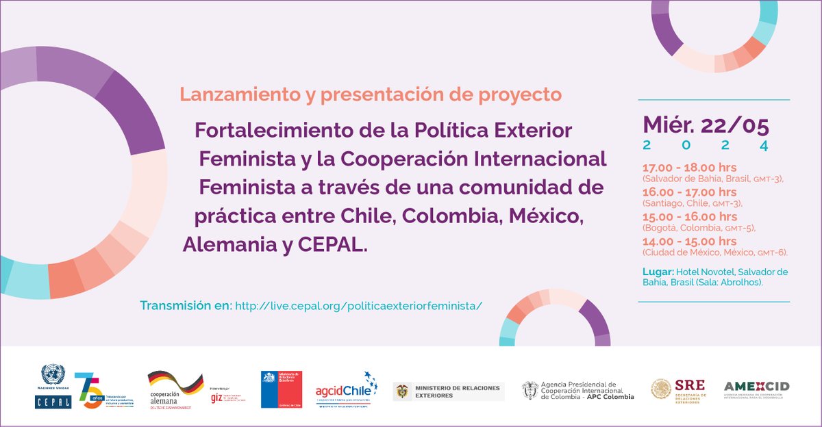 ⏳ ¡En pocos minutos! Únete al evento de lanzamiento de proyecto para el fortalecimiento de la #PolíticaExteriorFeminista y la Cooperación Internacional Feminista, que será coordinado por la #CEPAL y @giz_gmbh. 🔴 live.cepal.org/politicaexteri… 🔗 bit.ly/3QTJZMi