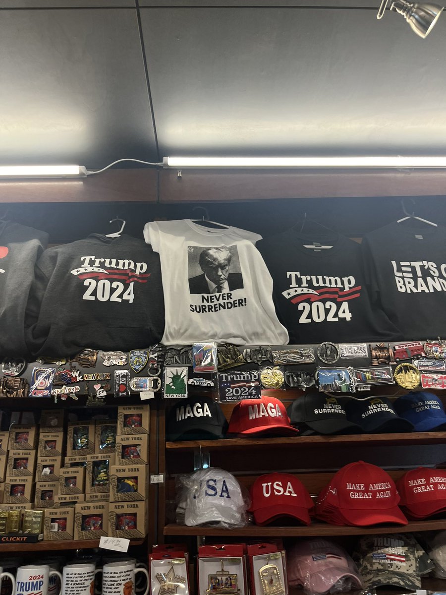 Per the gentleman who works here, the mugshot t shirt is by far the most popular item for sale in the Trump Tower gift shop.