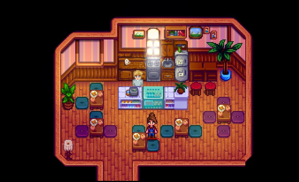 The shopfront system doesn't work still, but I love how the teashop looks + Erwin is manning it for Levi today 🥰

#Eruri #StardewValley