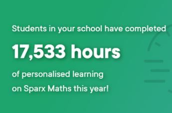 Over 17 500 hours spent on Sparx. Keep up the hard work. #Hardwork @sparxlearning