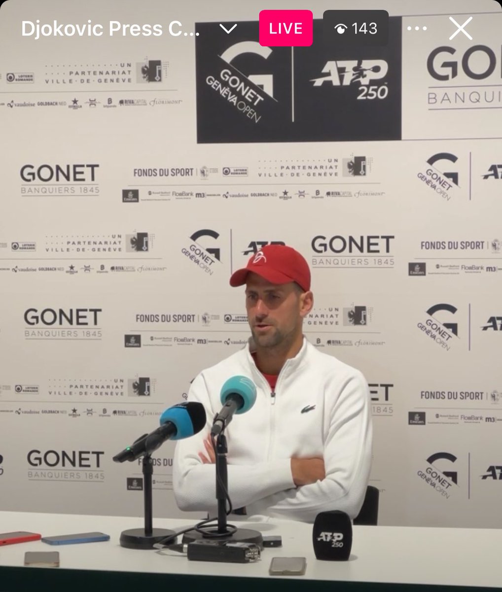 Novak’s press conference live on the IG of @genevaopen 😁