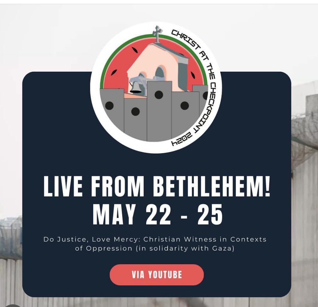 I made it to the West Bank! And there are some amazing human beings here. Some of the sharpest Palestinian theologians, and friends from around the world have come together at such a time as this. You can join the livestream! christatthecheckpoint.bethbc.edu/catc2024-progr…