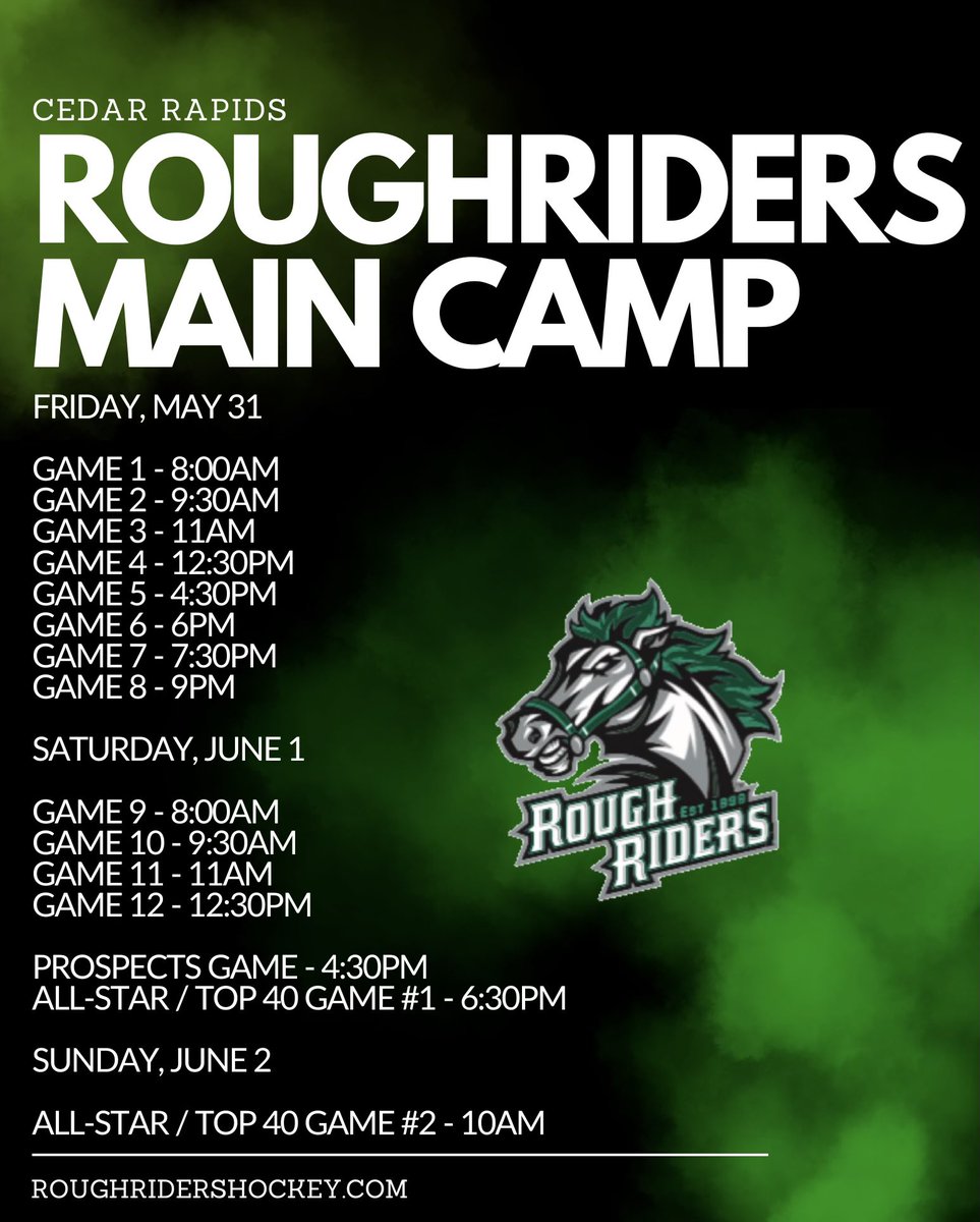 The RoughRiders are thrilled to announce that the team will be celebrating its 25th anniversary this upcoming season. To kick off this milestone, mark your calendars, Ridertown! The RoughRiders Main Camp is scheduled for the public from May 31st to June 2nd. Free to the public.