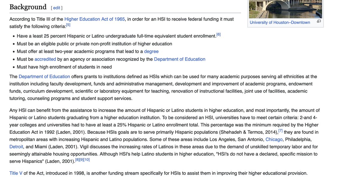 UCLA announces that they are 23% Hispanic, but they need to get to 25% to become a 'Hispanic-Serving Institute' (actually 'Hispanic-Serving Institution') and get more federal money. The category of 'HSI' traces back to a 1965 federal law and was meant to give extra resources to