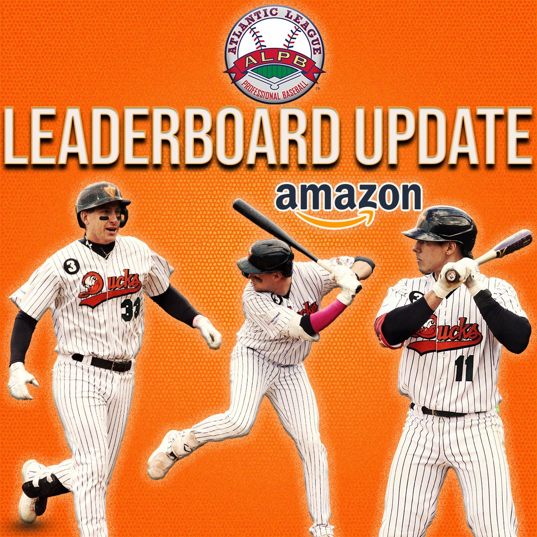 LIDucks's tweet photo. It's time for our @AtlanticLg Leaderboard Update, presented by @Amazon.
 
Three Ducks currently rank in the league's Top 10 in batting: Frank Schwindel (2nd, .363), Tyler Dearden (3rd, .355) and Aaron Antonini (7th, .343). Dearden also leads the league in doubles (10). https://t.co/ySMbkTWOab