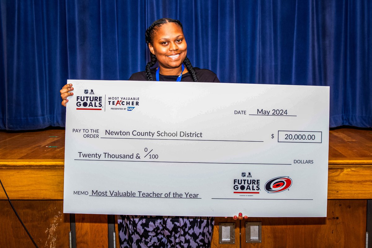Congratulations to Huge Caniac Makeba Story for being named the Future Goals Most Valuable Teacher of the Year presented by @SAP! She received a $20,000 grant for her school and lots of #Canes swag! Keep up the great work, Makeba 👏
