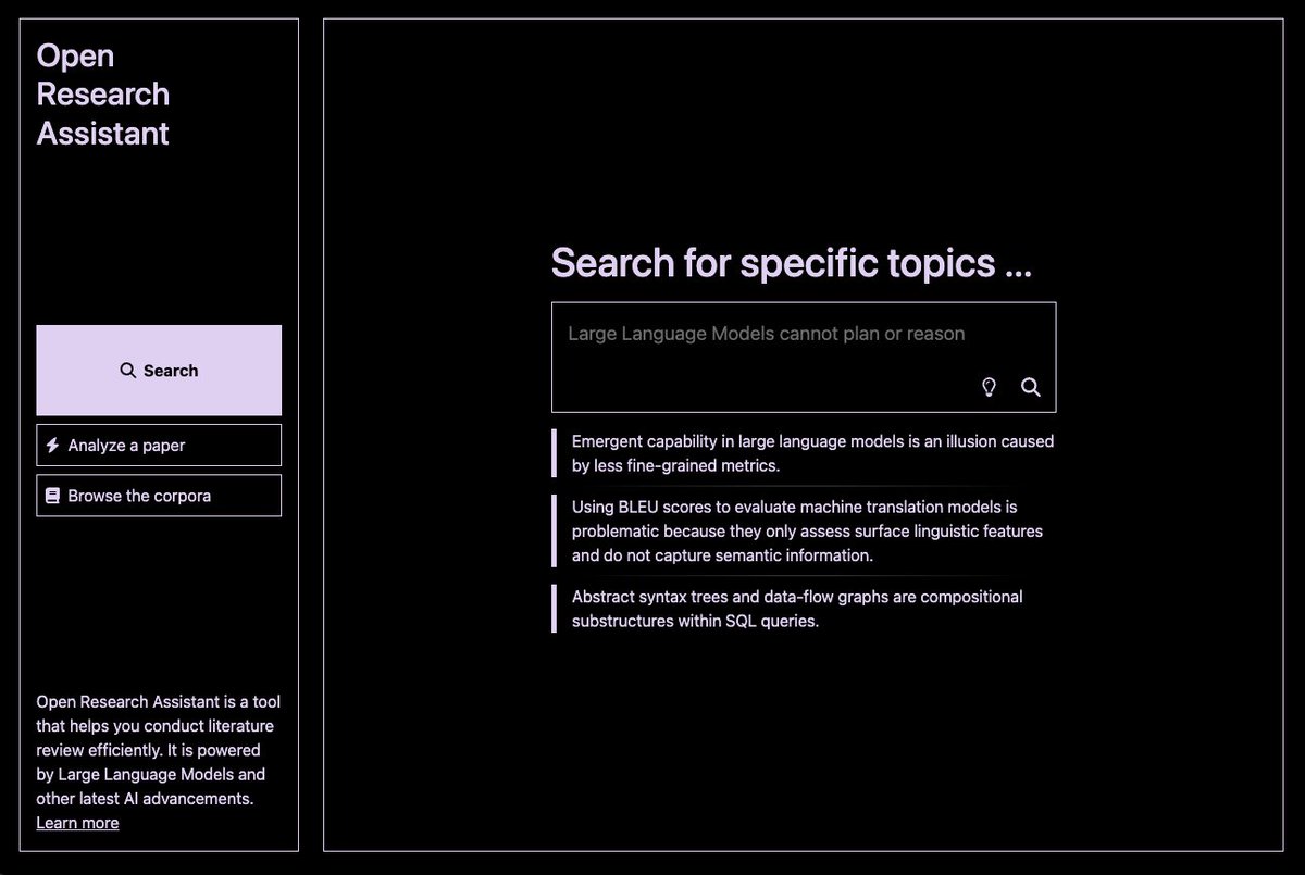 First look of the Open Research Assistant tool. I hope it will make you a 10x researcher.