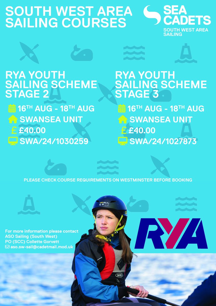 SwanseaSCC's tweet photo. Paddlesports and Sailing Courses running locally, and also in Tamworth.  Some of the advanced courses will be useful for those going for POC as you need an Advanced Level boating qualification.

Speak to a member of staff to book on and remember that bursaries are available. https://t.co/1zWBhf1UtT