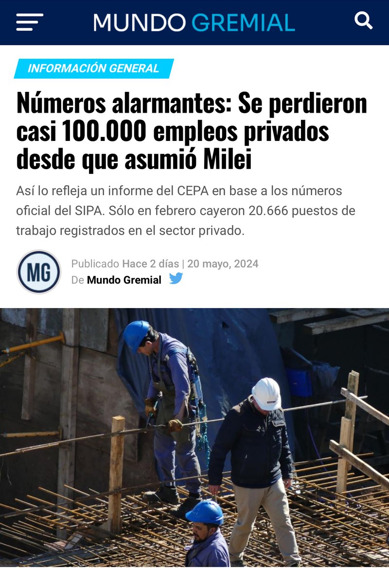 dmvasco's tweet photo. Datos, no relato:

⬆️ Primer trimestre de 2023: lográbamos 33 meses seguidos de creación de trabajo industrial formal 👉 https://t.co/YXDgThvVTd
⬇️ Primer trimestre de 2024: se perdieron 100.000 empleos privados con el gobierno de Milei 
👉 https://t.co/O6uK5o0Tjb https://t.co/10emqOkv8q
