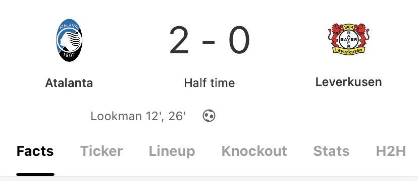 Xabi Alonso feeling like Guardiola lately, how could you bench your 2 best striker in a final match? He’s letting hype get over him 😂 this won’t be funny, loosing your first match in a final ground. Too shamble, Atalanta is not loosing this match it’s gone.