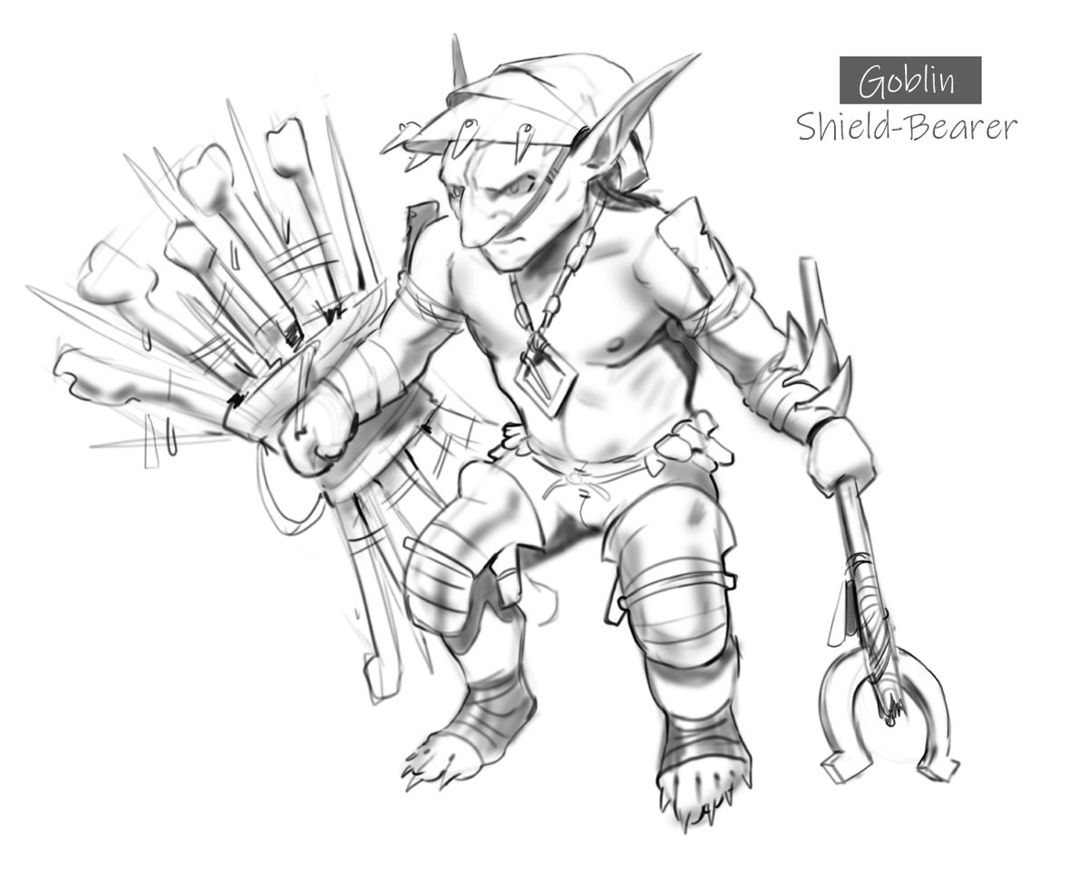 Goblin x Shieldbearer, first (maybe last?) draft for this month's poll

#dnd #digitalart #dungeonsanddragons #goblin #fantasyart #ttrpg