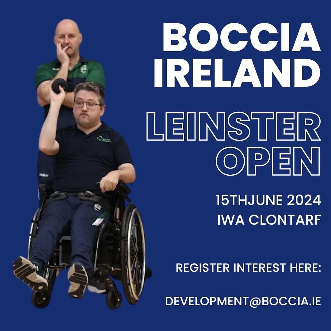 The deadline for entry to the Boccia Ireland Leinster Championships is this Friday, May 24th at 5pm.  

No late entries will be accepted after this date!  

Please email your entry to: development@boccia.ie

#BocciaIreland