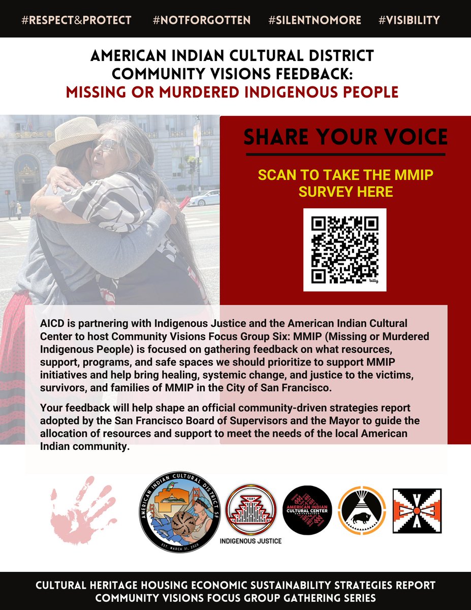 Calling all local American Indian community members to participate in the Community Visions MMIP Survey to shape critical resources, support, and safe spaces. Let's drive healing, systemic change, and justice for the victims/survivors and families of MMIP.
#IndigenousJustice