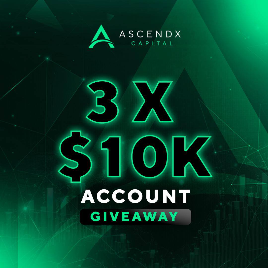 GIVEAWAY! 📢
  
   🔸3 X $10K 2- Step Accounts🔸

 Steps:-

🔰 Follow - @AscendxCapital, @AscendxJames @mrmike1357 and @P7anX 

🔰 Like & Retweet - Last 3 Post of @AscendxCapital 

🔰 Like and Repost this post and Tag 3 Friends 

Good Luck! 💚