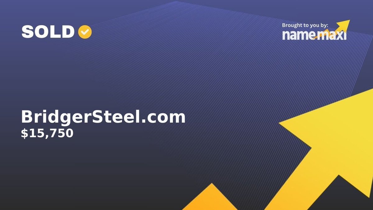 Domain Sold!
✅BridgerSteel․com sold for $15,750
🛒Sold via GoDaddy
📅May 21, 2024

Similar domains:
namemaxi.com/suggestion?sea…