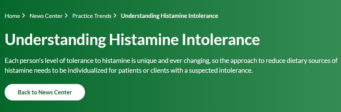 Have your patients or clients been asking you about a low-histamine diet? 🤔 

Find out about histamine intolerance in our practice trends article: sm.eatright.org/HistaminePT

#eatrightPRO #rdchat #dietetics