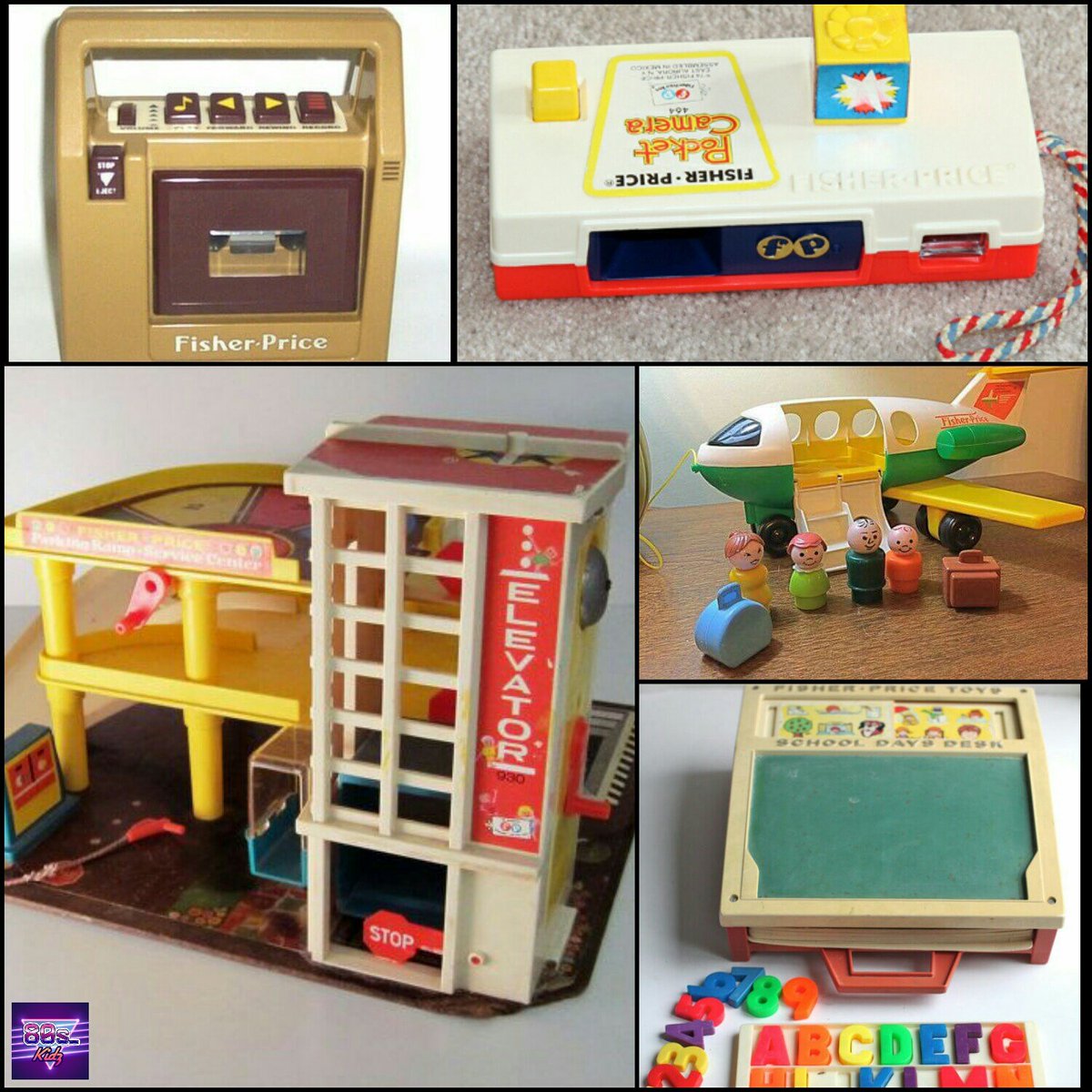 80s_Kidz's tweet photo. How many of these Fisher Price toys do you remember owning as a nipper?... https://t.co/CDWhLbbBKs