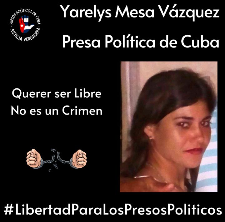 #YarelysMesaVázquez.
Los #PresosDeCastro no están solos ni olvidados, #ProhibidoOlvidar.
EXIGIMOS la liberación inmediata.
#AbajoLaDictadura
#LibertadParaLosPresosPolíticos
#AbajoElComunismo
#PatriaVidaYLibertad