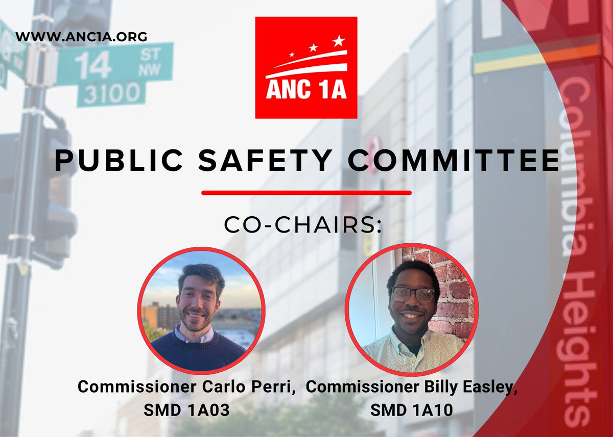 NOTICE: The Committee on Public Safety will meet on Tuesday, May 28, from 8:00 to 9:00 PM for its regular monthly meeting. Join virtually here: us02web.zoom.us/j/86594212797. If you have any questions, contact committee co-chairs @cperriDC and @billyez2. #ColumbiaHeightsDC