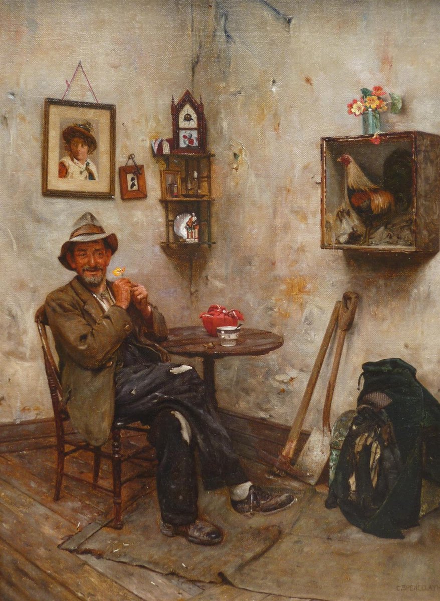 CHARLES SPENCELAYH Pintor Inglés 1865-1958 'Buenas Plumas Hacen Buenas Aves'
