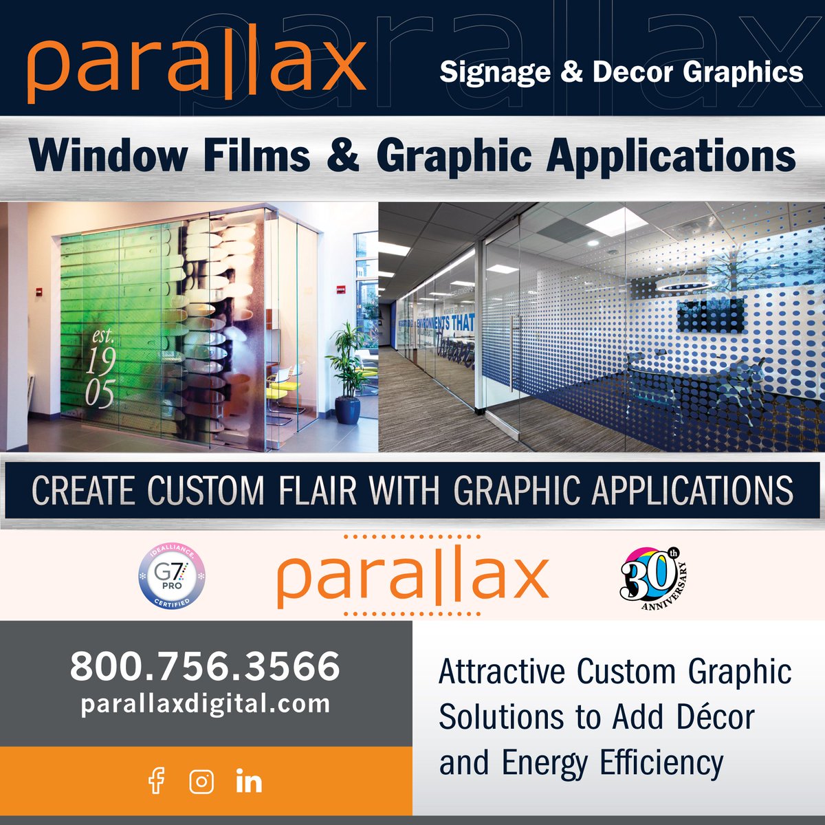 ParallaxDigital's tweet image. Optically clear scratch-resistant films offer high-end glass designs and distraction elements while preserving desired clarity. Additionally, they are energy-saving by blocking sun's heat when applied on outside windows.
#ParallaxDigital
service@parallaxdigital.com | 800-756-3566