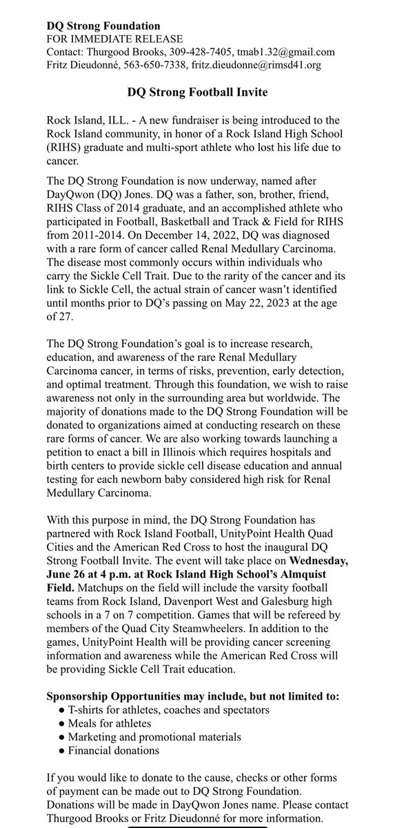DayQwon Jones…

When you told us that you wanted to bring greater awareness while helping others. We listened. 🫡

If you would like to sponsor or donate. Please reach out to me.

#DQStrong