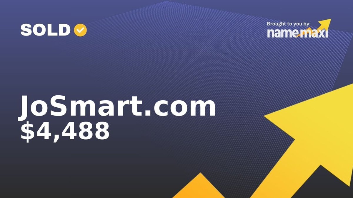 Domain Sold!
✅JoSmart․com sold for $4,488
🛒Sold via BuyDomains
📅May 22, 2024

Similar domains:
namemaxi.com/suggestion?sea…