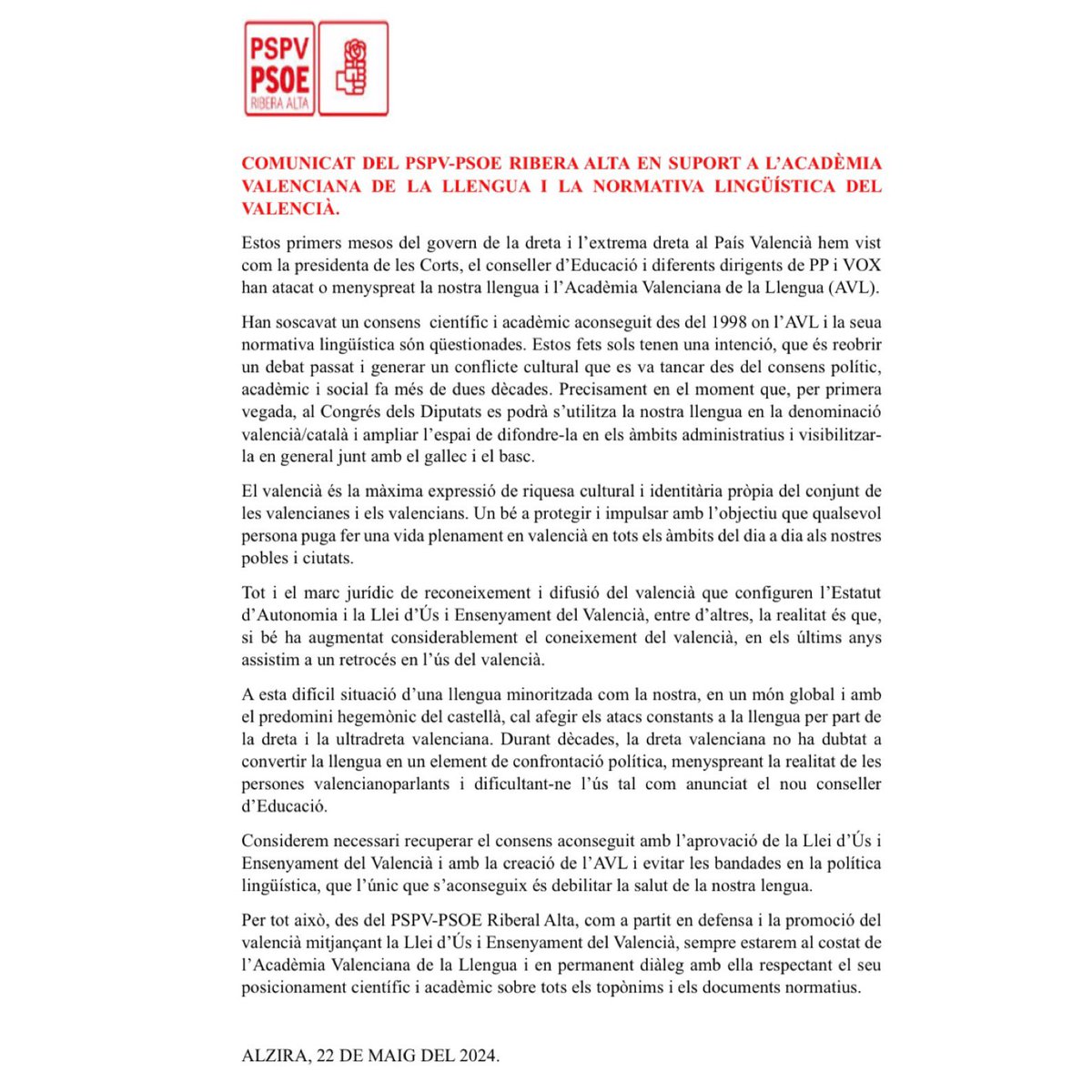Socialistes Ribera Alta tweet media