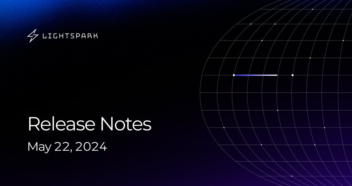 ⚡Lightspark Release Notes - May 22, 2024

Features we added this month:
👾Webhook logs to simplify debugging
🔒Security log to audit account activity

Read it all here: lightspark.com/blog/product/r…