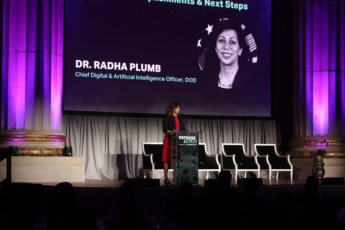 Dr. Radha Plumb, Chief Digital and Artificial Intelligence Officer for the @DeptofDefense, discussed DOD's AI plans, accomplishments, and future steps. <a href="/DepSecDef_COS/">Archive: Dr. Radha Iyengar Plumb</a> #DefenseTalks
