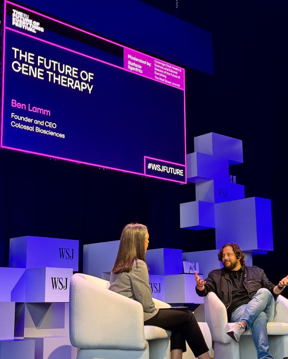 BenLamm's tweet photo. Great time talking all things de-extinction and gene therapies for @itiscolossal at the @wsj #futureofeverything conference. https://t.co/byFkg8UQhA