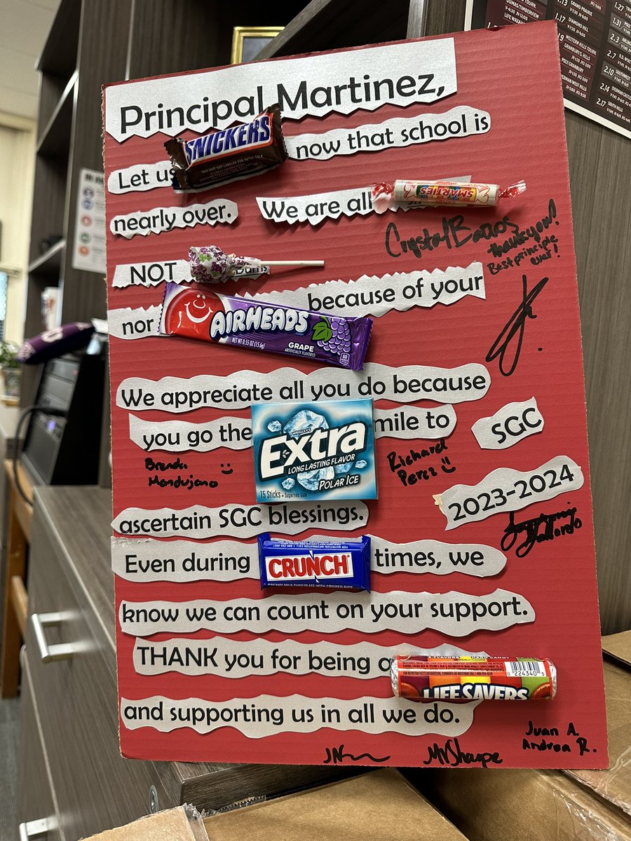 I threw student council officers a luncheon and I received this as their gift! Thank you from Prin. Martinez